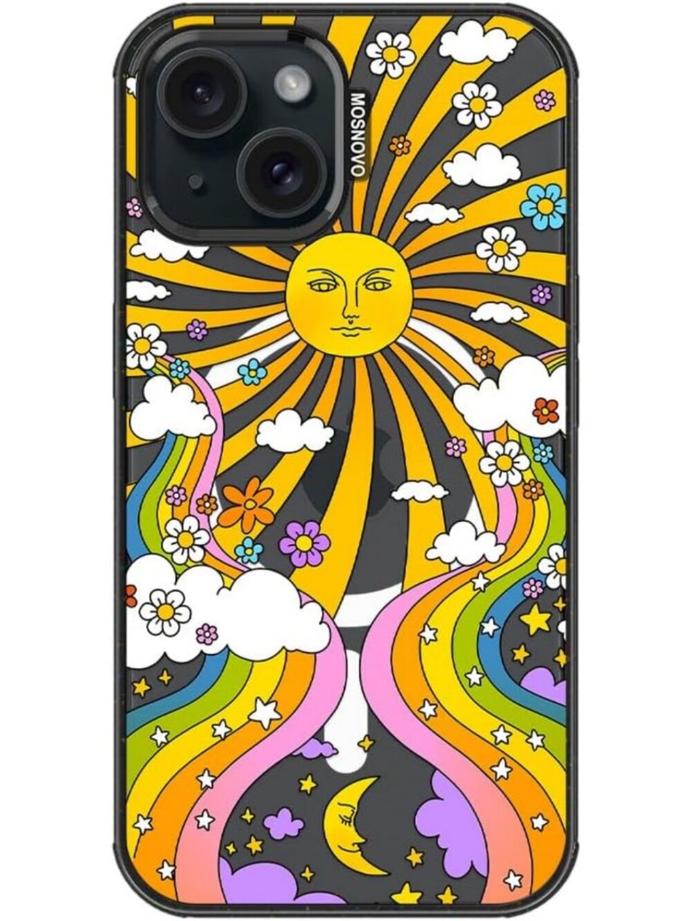 Psychedelic Art iPhone 15 Plus/14 Plus Case with MagSafe, Retro 70s Design